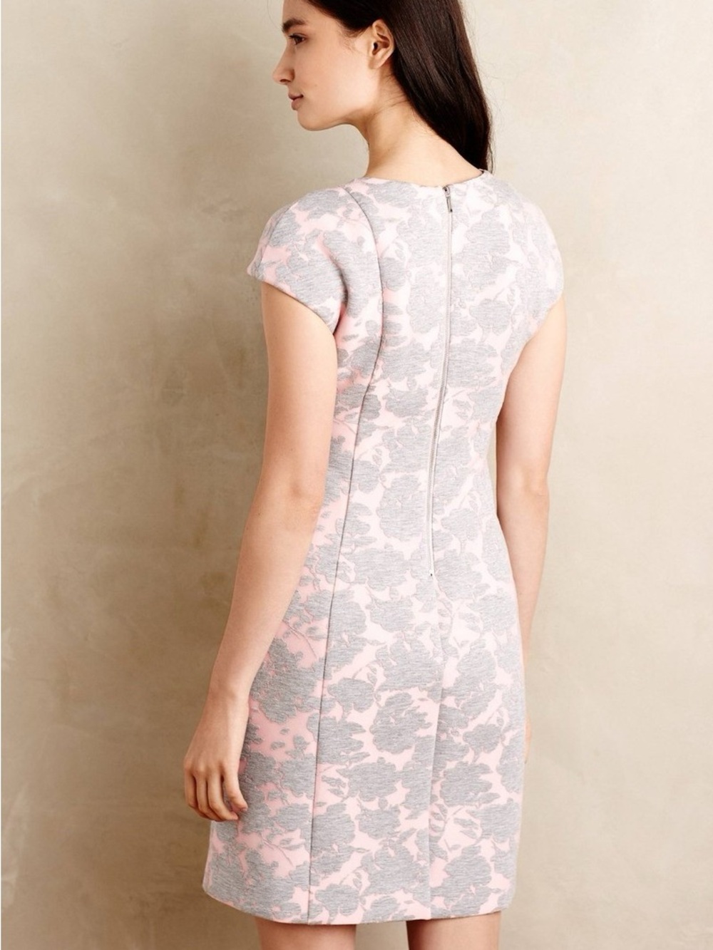 Mignon Pink and Gray Floral Shift Dress